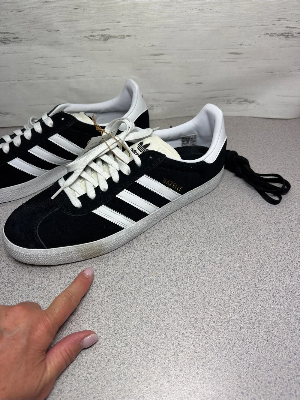 adidas Black and White Suede Sneakers with White Stripes
